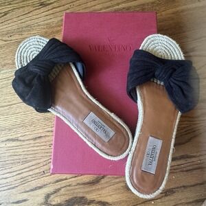 Valentino Suede Bow Espadrille Sandals / Slides EU 39 | Box Included